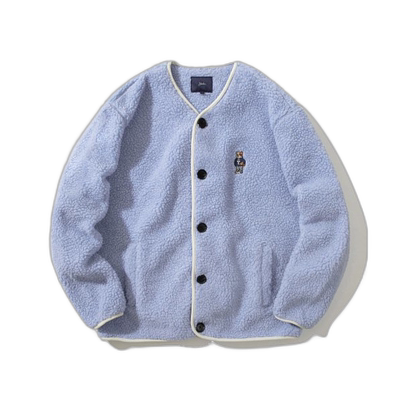 韩国直邮YALE EMBROIDERY DAN NO COLLOR BOA FLEECE JACKET LIGH