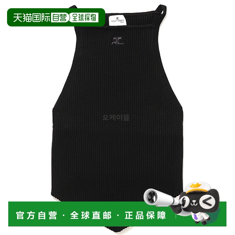 韩国直邮Courreges罗纹针织尖头背心 女士无袖上装 货号123MTO042