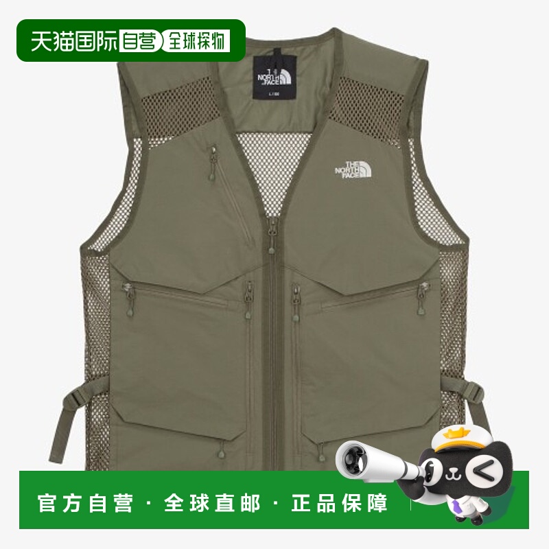 韩国直邮北面THE NORTH FACE 徽标V领拉链无袖背心 男款 橄榄绿