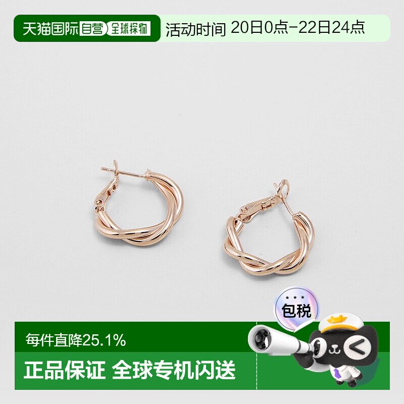 JUDY AND PAUL 东大门新款耳环麻花925银气质设计玫瑰金白金