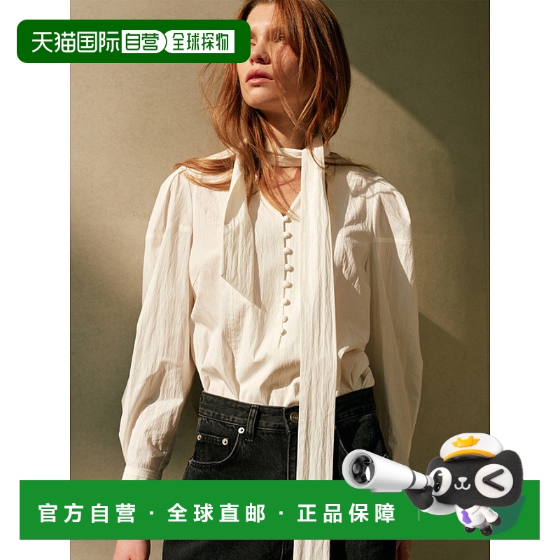 韩国直邮LOEUVRE正品 雪纺衫305230423Tie Puff Sleeve Blouse SW