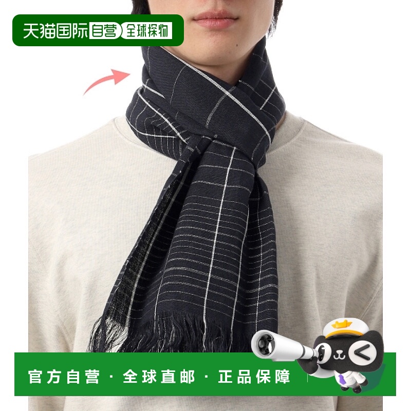 韩国直邮Margaret Howell 格纹围巾 - 午夜蓝 / 米白色 (UNAC0561