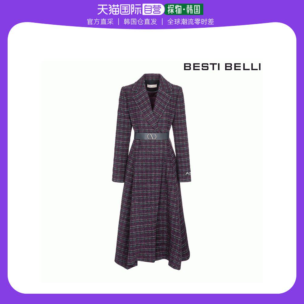 韩国直邮BESTIBELLI 风衣 [VESTIBELLY] 腰带 格纹 喇叭式版型 长