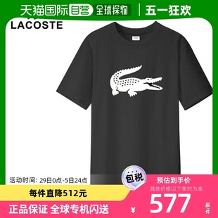 T恤 宽松款 韩国直邮 短袖 式 格纹 黑色 LACOSTE 男士 运动