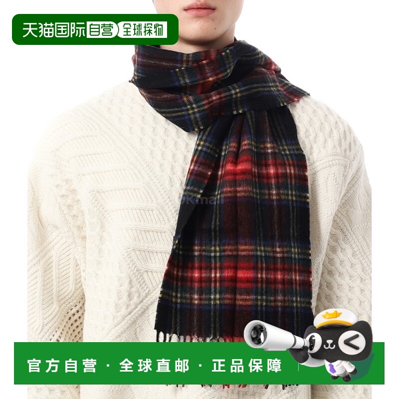 韩国直邮Barbour 新款格纹格子围巾 - 黑色 Stewart (USC0137 BK7