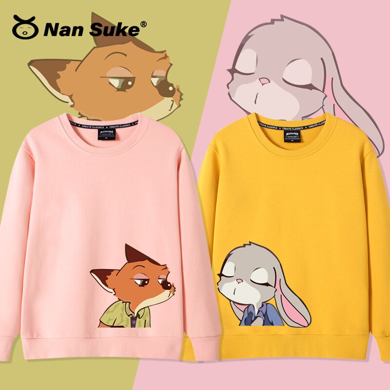 设计感小众情侣装卫衣女疯狂动物城狐狸朱迪动漫周边衣服圆领上衣