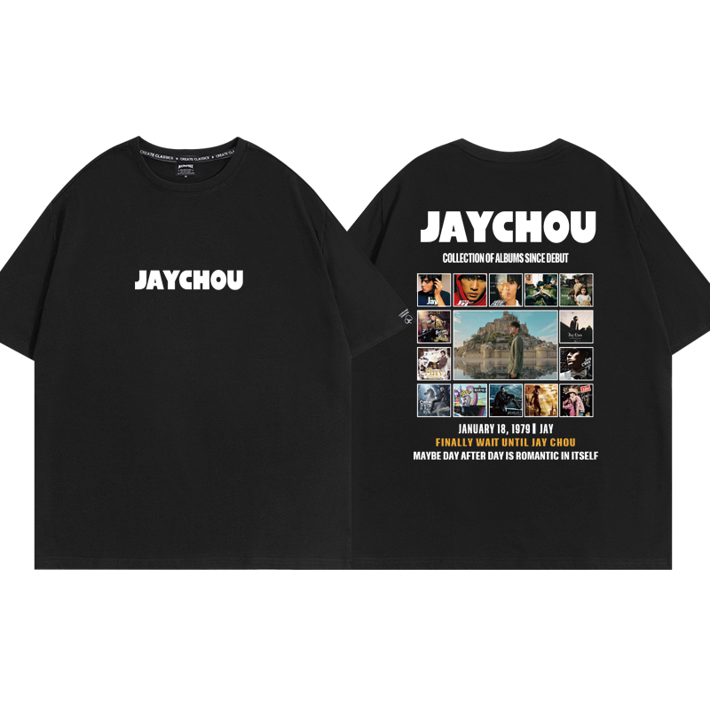 JAY周杰伦专辑封面印花短袖T恤潮