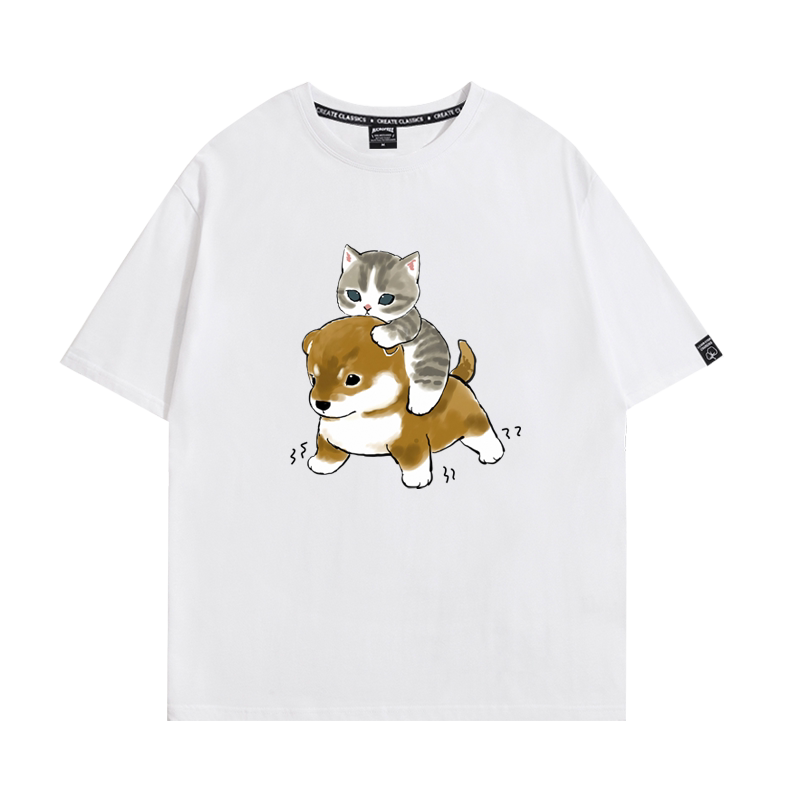 日系呆萌可爱猫咪柴犬短袖T恤