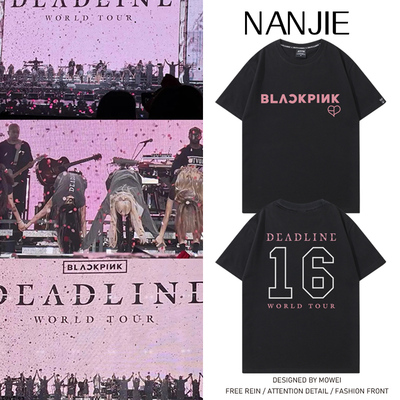 BLACKPINK巡演deadline演唱会周边短袖T恤彩英lisa智秀jennie半袖