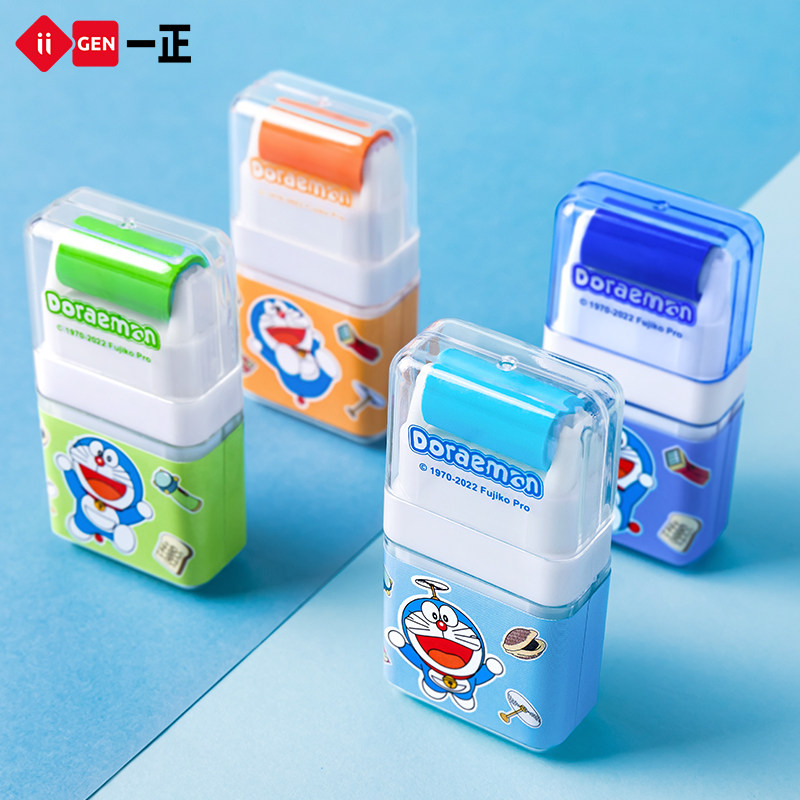 iigen一正学习文具创意滚轮橡皮擦学生清洁橡皮 正版哆啦a梦儿童