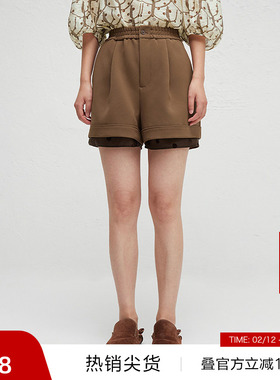 【播奥莱】播商场同款松紧腰休闲裤女春秋直筒短裤BDR3KD3005