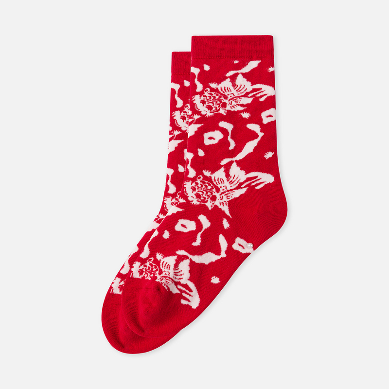 播broadcute童装2025春新款儿童袜子新年红短袜KPR4ZD4977