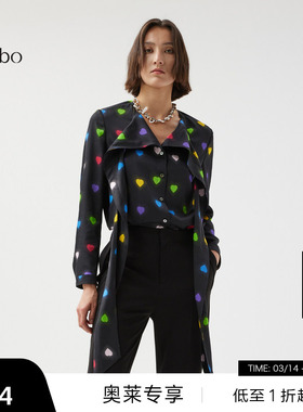 【播奥莱】播印花衬衫女商场同款秋设计别致长袖衬衣BDQ3CD1656