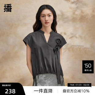 女夏季 播无袖 衬衫 上衣 国风别致小衫 播奥莱 新中式