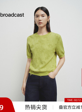 【播奥莱】播商场同款提花短袖针织衫女25春气质短袖BDS1SD1252