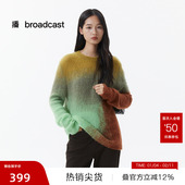 播复古渐变圆领针织衫 播奥莱 女2025冬宽松休闲毛衣DDS4SD5208