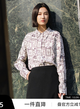 播国风印花衬衫女商场同款2024春新款时髦百搭宽松衬衣BDR1CD0049