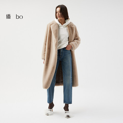 【播奥莱】播 bo 商场同款大衣女中长款机车外套BDQ4AD0625