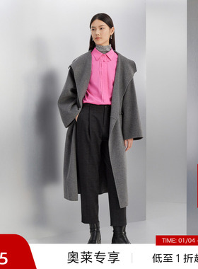【播奥莱】播羊毛呢大衣女商场同款冬收腰中长款外套BDQ4AD1300