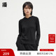 播商场同款 播奥莱 黑色连帽卫衣女24冬通勤显瘦内搭BDR4VD3981