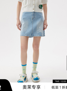 播商场同款2023夏季新款萌趣皮卡丘印花牛仔半裙女BDQ2BD1403