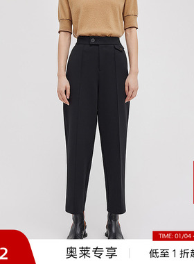 【播奥莱】播黑色西装裤商场同款冬季高腰显瘦休闲裤BDQ4KD1504