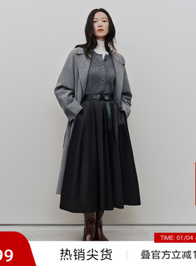 【播奥莱】播商场同款慵懒韩系中长款24冬羊毛呢外套女BDR4AD3727