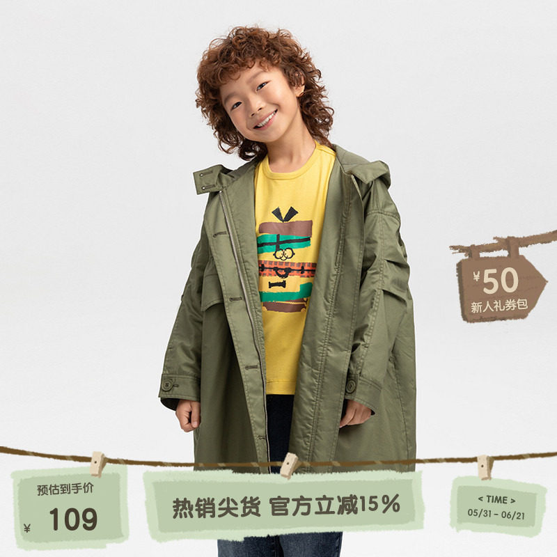 播broadcute童装冬全棉工装夹克工装字母绣标男女童风衣KEQ2F155