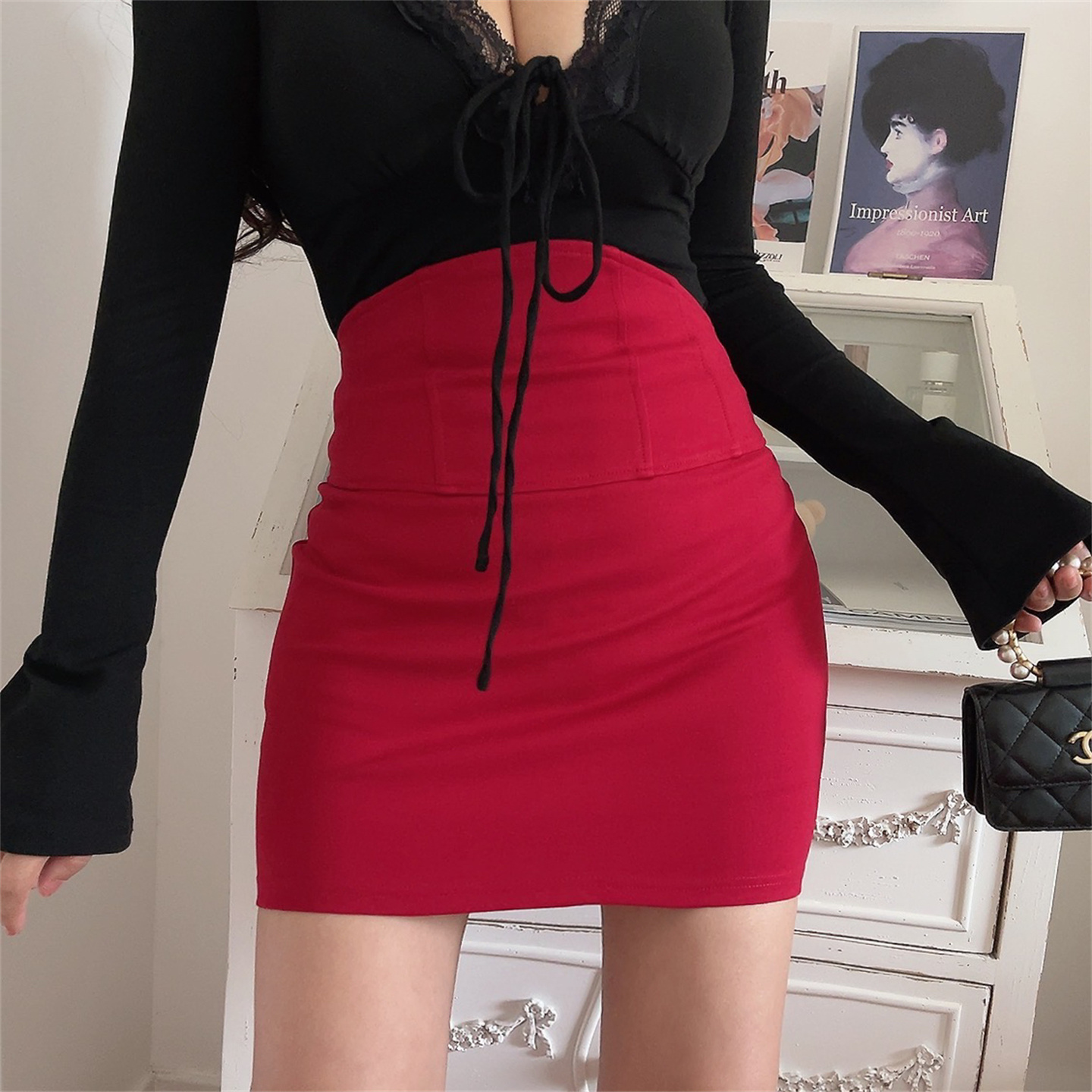 高腰美胯弹力紧身OL包臀一步裙