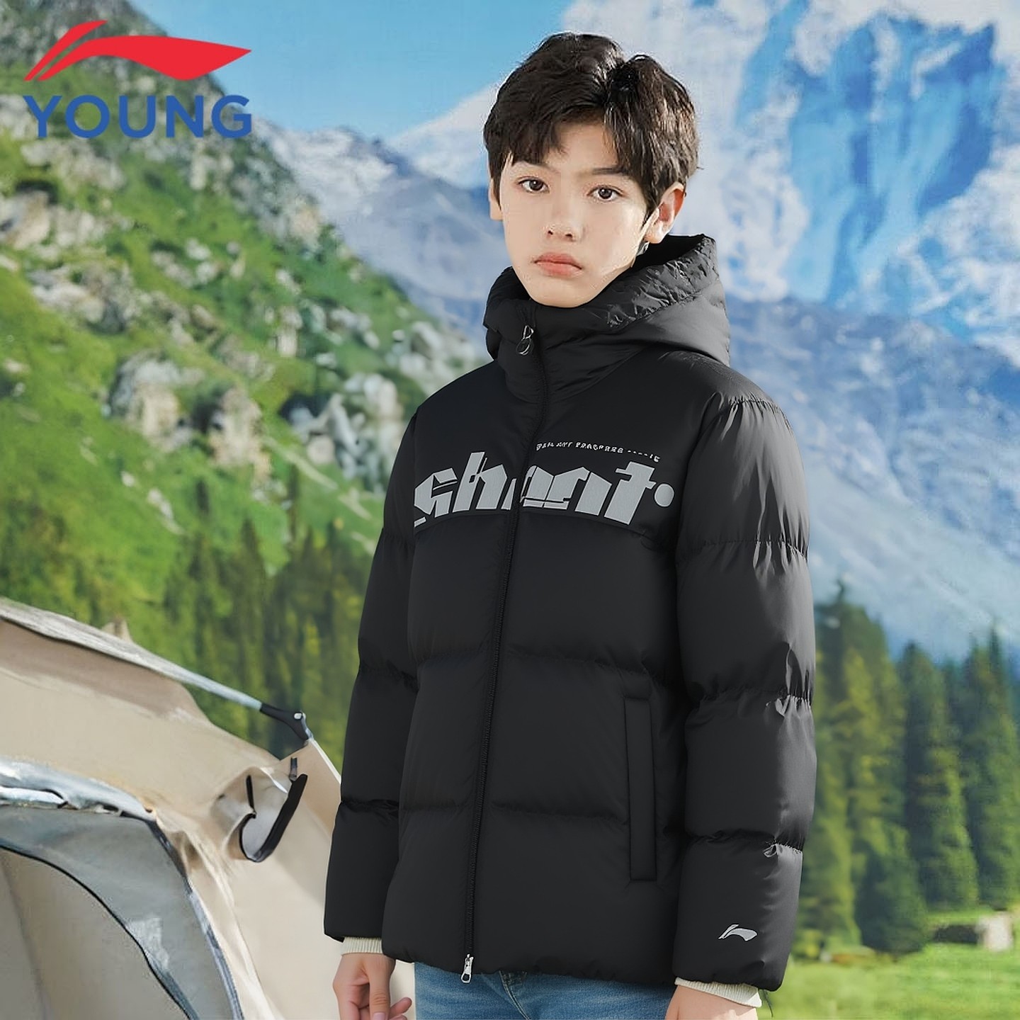 李宁童装儿童羽绒服男童大童冬季新款青少年冬装保暖立领运动外套