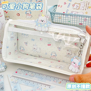 透明笔袋大容量女ins简约初中生高颜值高中生小学生三角化妆包袋