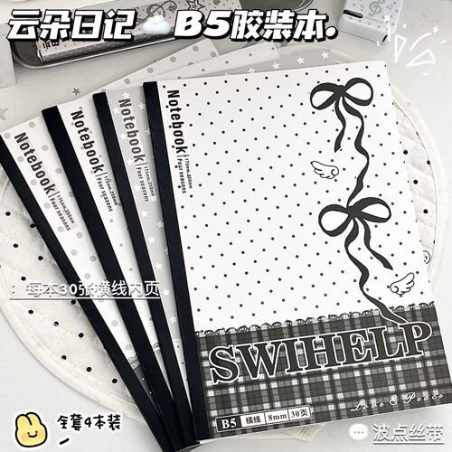 波点丝带B5胶装本韩系ins风新款