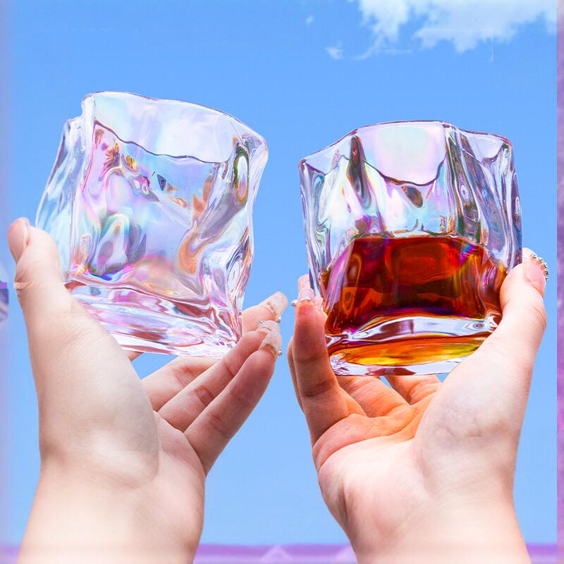 玻璃杯家用高颜值折纸杯ins风水杯女生高级感威士忌酒杯啤酒杯子