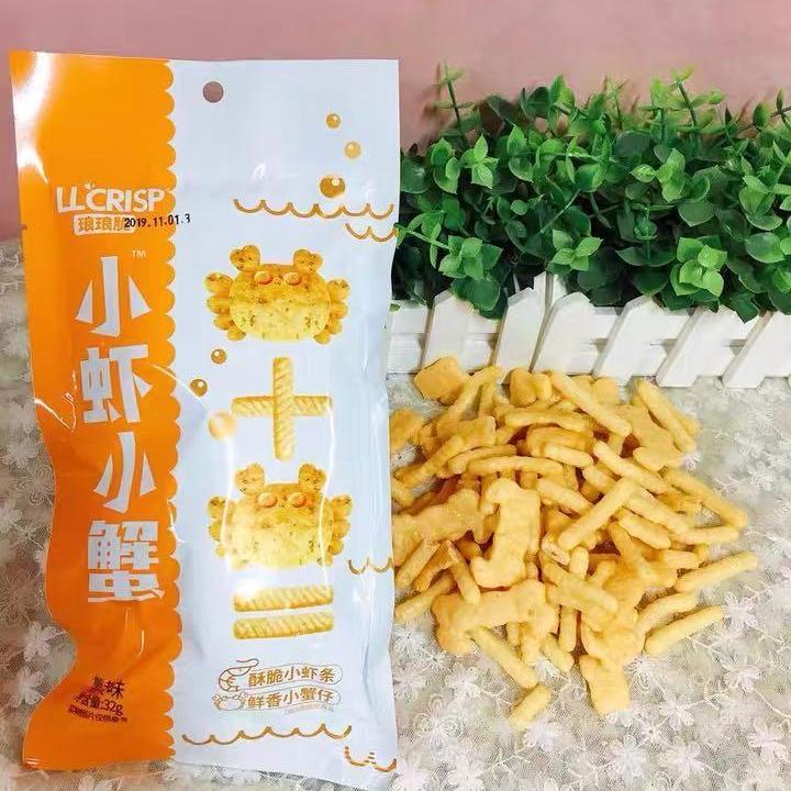 休闲怀旧蟹黄味酥脆虾条膨化零食