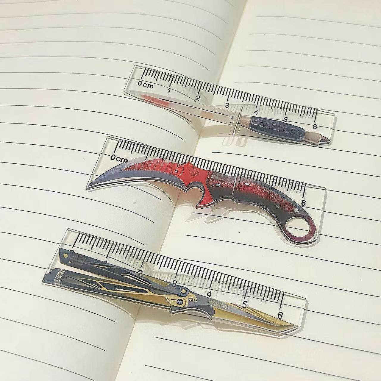 三角洲掌心尺透明亚克力小尺子兵器掌心尺便捷小巧迷你学生直尺
