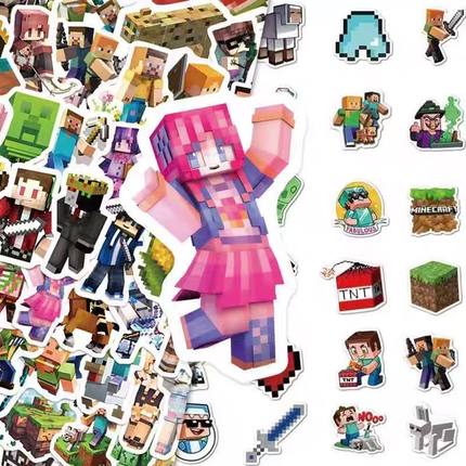 100张我的世界贴纸游戏周边手账贴画diy装饰行李箱笔记本电脑水杯