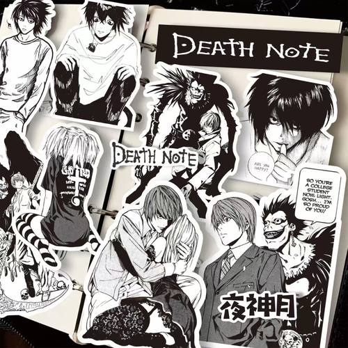 爆款死亡笔记贴纸夜神月L手帐贴黑白日漫笔记本电脑装饰贴画ins