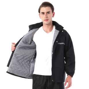 冬季加绒雨衣雨裤套装防水加厚保暖电动车加棉分体防寒男女防暴雨