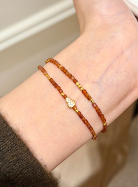 谷岚天然橙石榴石串珠手串