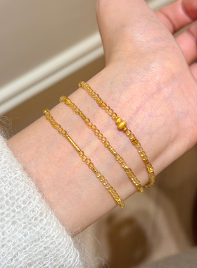 谷岚叠戴天然2mm黄水晶手串