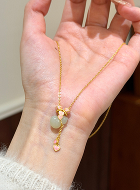 谷岚和田玉福禄葫芦纯银毛衣链