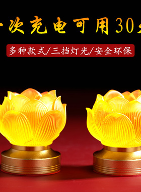 琉璃莲花灯2026新款家用一对七彩变色led长明灯观世音供佛前供灯