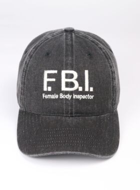 FBI字母Female Body Inspector女性身体观察者刺绣做旧水洗帽