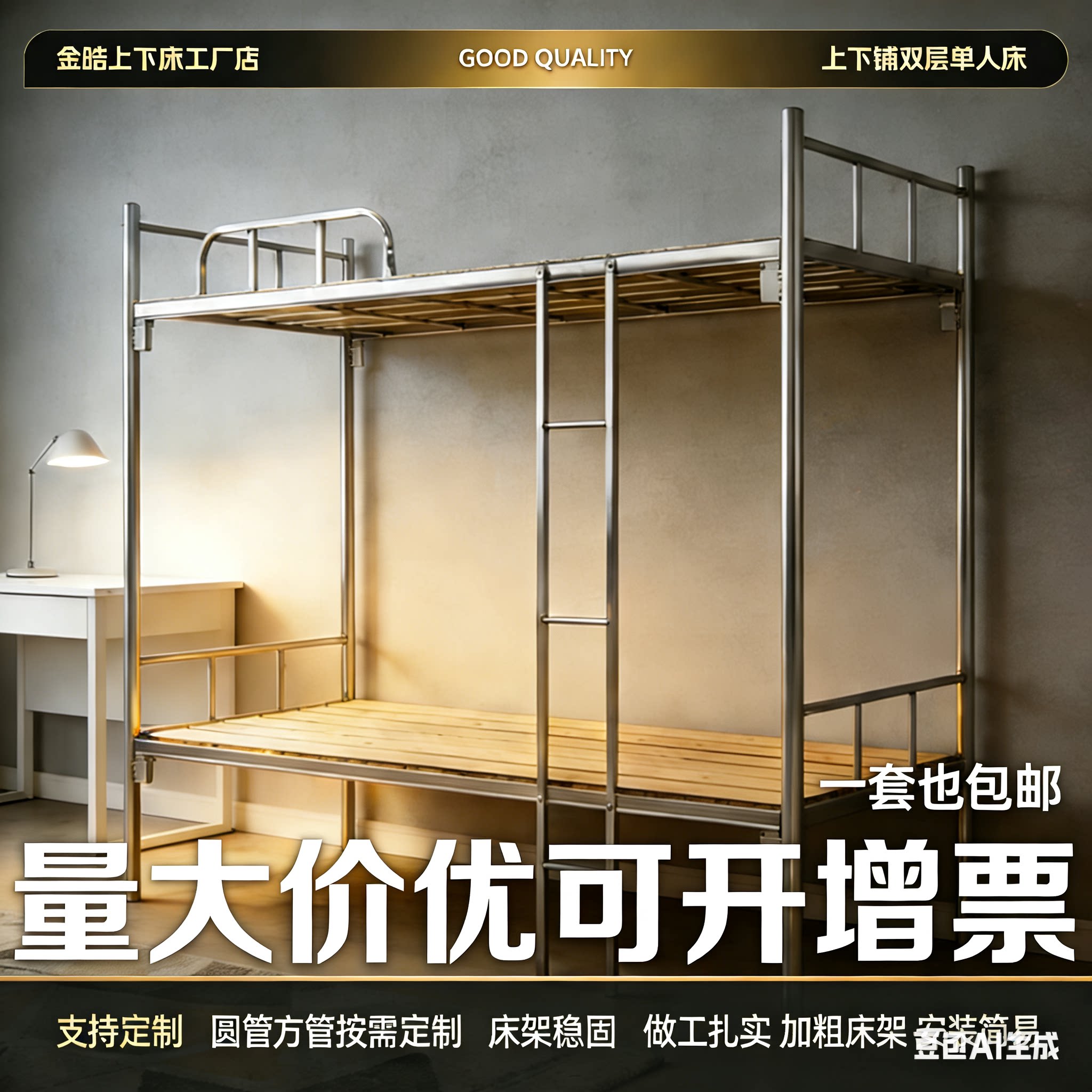 上下床铁床宿舍员工铁架床双层铁艺床单人床高低床两层床简易铁床