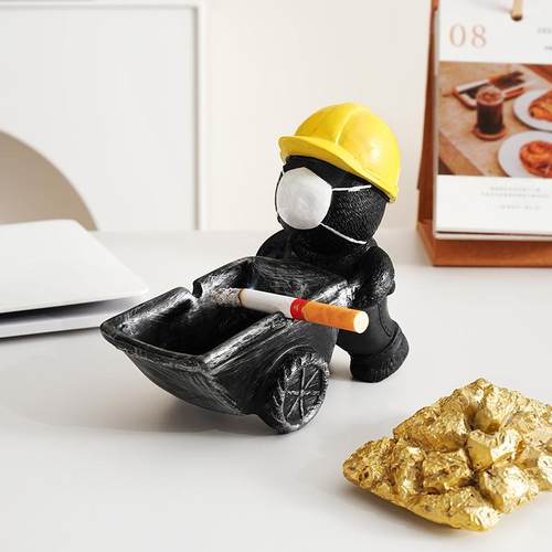 珍奕烟灰缸手工彩绘带盖防飞灰