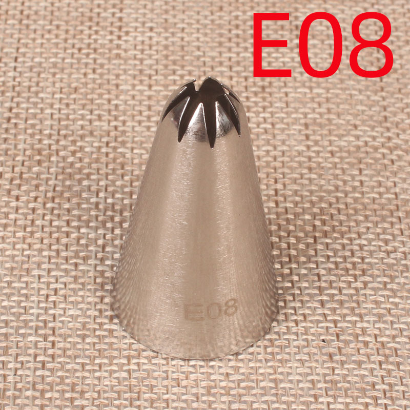 E08# 中号 8齿 溶豆花边玫瑰裱花嘴 304不锈钢 蛋糕装饰烘焙工具
