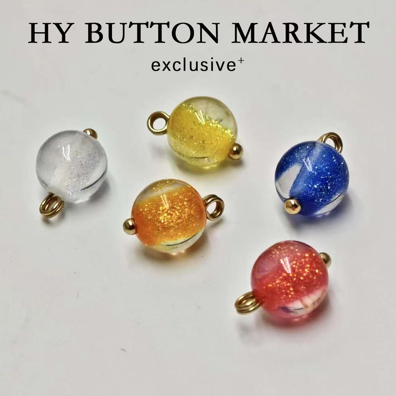 HY中式闪粉星河仿玉石透明琉璃扣复古国潮唐装汉服旗袍衬衫装饰扣