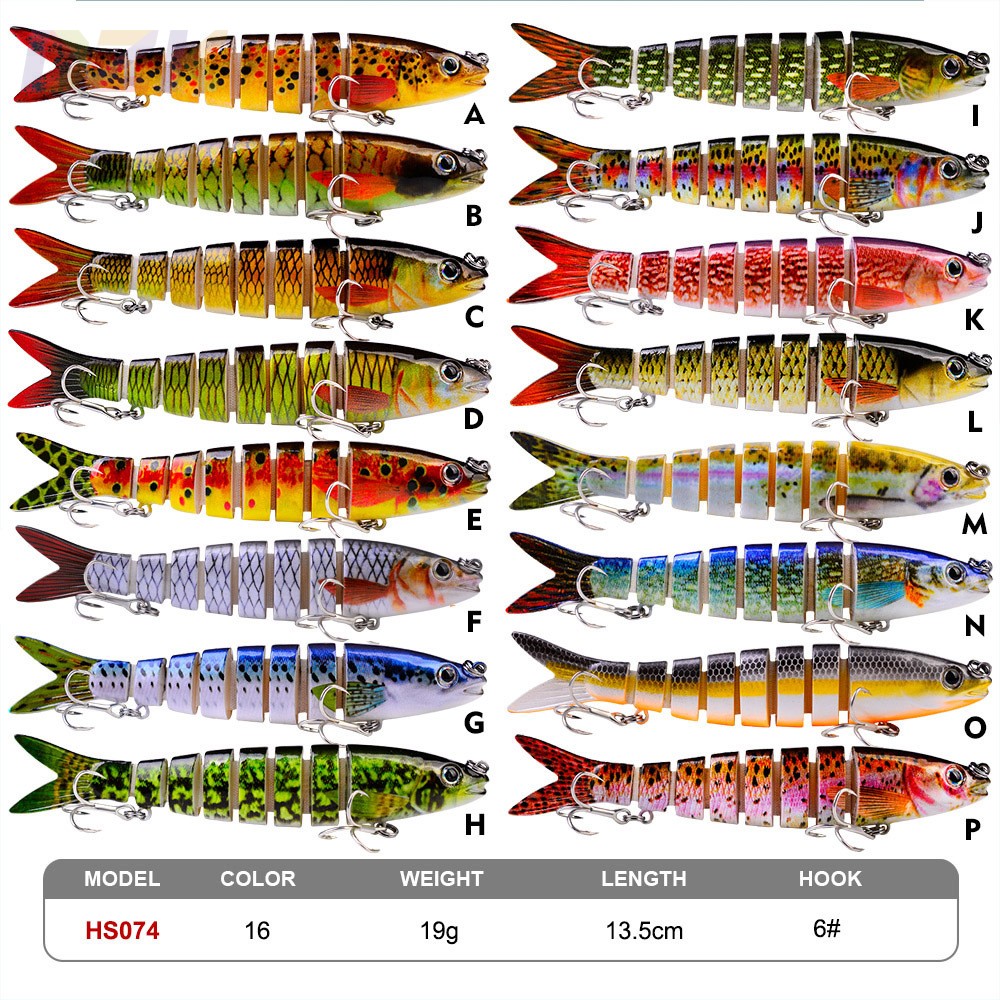 工厂定制路亚饵多节鱼13.5cm 19g 8节塑料假饵 多节鱼硬饵HS074j3