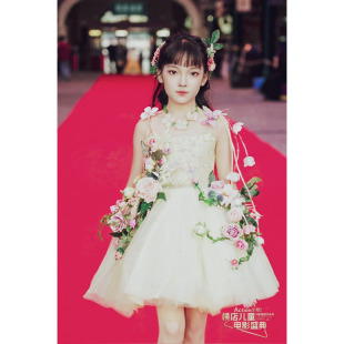 女童舞台演出服红毯礼服裙花仙子影楼儿童摄影写真服装旅拍宝沃