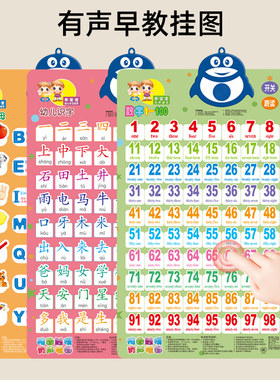 儿童数字有声挂图1-100早教发声挂画认知墙贴识字启蒙教具幼儿园